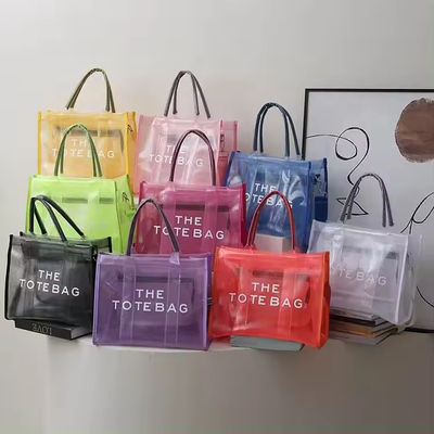 Alle seizoenen mode stijl grote capaciteit print vouwbaar helder pvc winkeltas