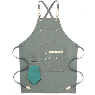 Custom waterdicht kruis rug Canvas voorschoen Denim voorschoen voor het dagelijks leven in restaurant bar