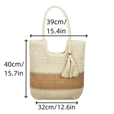 Summer Tote Raffia Straw Bag OEM/ODM Acceptabel voor mode dames Crochet Beach Bag