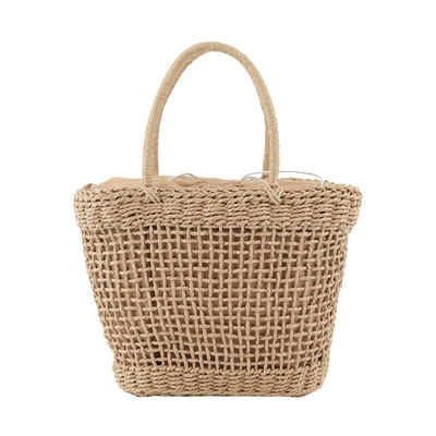 Gepersonaliseerd logo geaccepteerd Middelgrote Rattan Straw Handtas voor Lady Hollow Out Summer Fashion