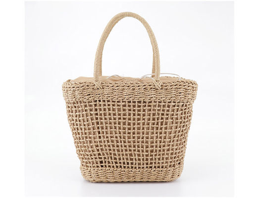 Gepersonaliseerd logo geaccepteerd Middelgrote Rattan Straw Handtas voor Lady Hollow Out Summer Fashion