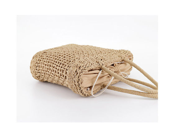 Gepersonaliseerd logo geaccepteerd Middelgrote Rattan Straw Handtas voor Lady Hollow Out Summer Fashion