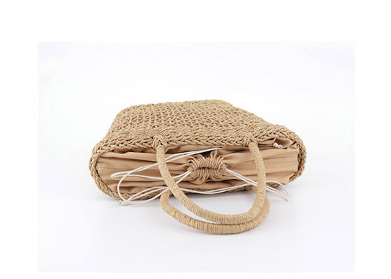 Gepersonaliseerd logo geaccepteerd Middelgrote Rattan Straw Handtas voor Lady Hollow Out Summer Fashion