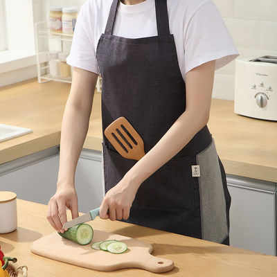 Nieuwste modieuze schort voor koken en tuinieren in pure zwart katoen polyester