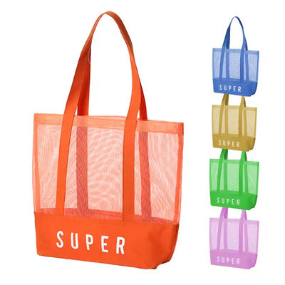 Polyester Hoofdmateriaal Custom Ultralight Grote Gepersonaliseerde Beach Mesh Tote Bag