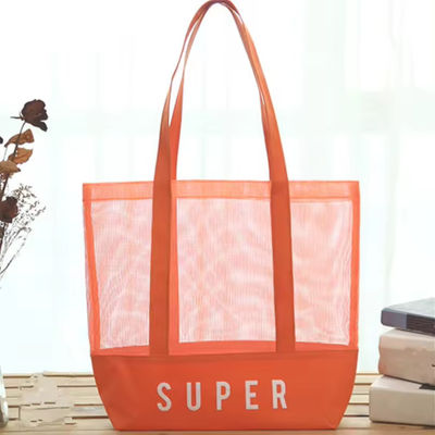 Polyester Hoofdmateriaal Custom Ultralight Grote Gepersonaliseerde Beach Mesh Tote Bag
