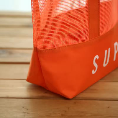 Polyester Hoofdmateriaal Custom Ultralight Grote Gepersonaliseerde Beach Mesh Tote Bag