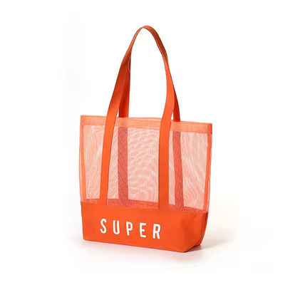 Polyester Hoofdmateriaal Custom Ultralight Grote Gepersonaliseerde Beach Mesh Tote Bag