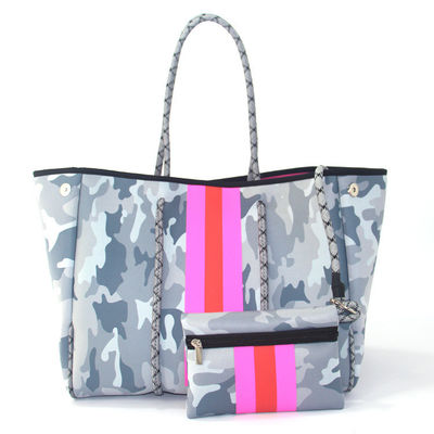 Gepersonaliseerd logo geaccepteerd Neoprene strandtas Tote Handtas voor vrouwen Perforated Design