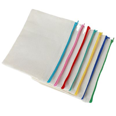 Custom Logo Printed Canvas Zipper White Make-up Bag voor reizen en cosmetische opslag