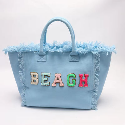 Nieuwste modieuze Keymay Tassel Fringe Grote Canvas Tote Bag met twee handgrepen/banden