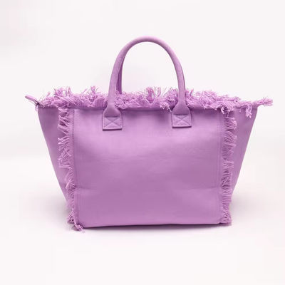 Nieuwste modieuze Keymay Tassel Fringe Grote Canvas Tote Bag met twee handgrepen/banden