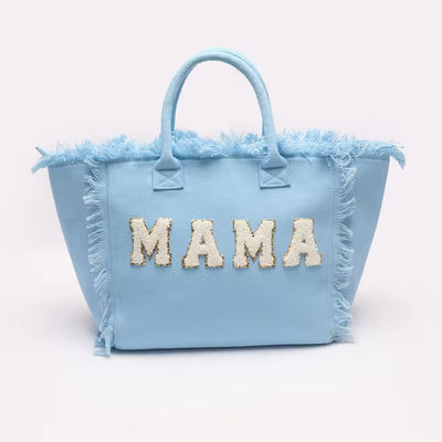 Nieuwste modieuze Keymay Tassel Fringe Grote Canvas Tote Bag met twee handgrepen/banden
