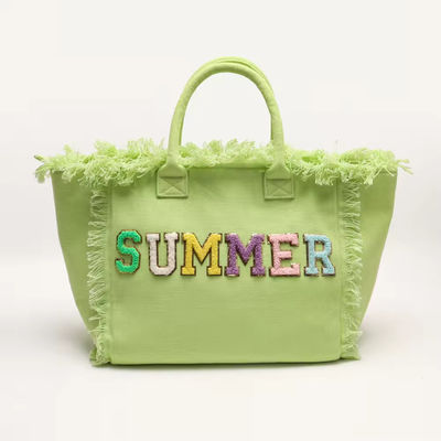 Nieuwste modieuze Keymay Tassel Fringe Grote Canvas Tote Bag met twee handgrepen/banden