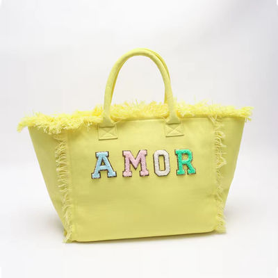 Nieuwste modieuze Keymay Tassel Fringe Grote Canvas Tote Bag met twee handgrepen/banden