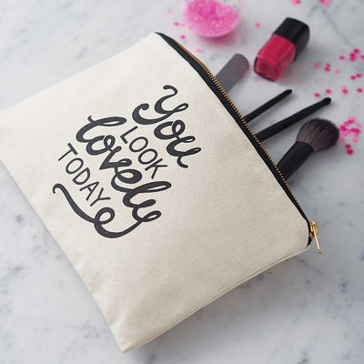 Gemakkelijke op maat gemaakte kleur gerecycled katoenen doek rits cosmetische tas voor reizen