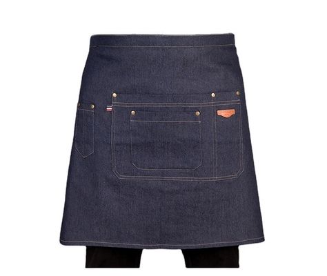 Polyester katoen mengsel halve taille schort met denim materiaal en aangepaste logo drukken