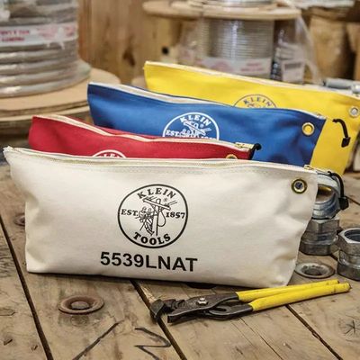 16 oz. Canvas Tool Multipurpose Pouch Tote Bag met metalen rits en RPET materiaal
