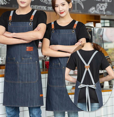 Persoonlijk geprinte katoenen denim voorhangsel ideaal voor drukke restaurant- en baromgevingen
