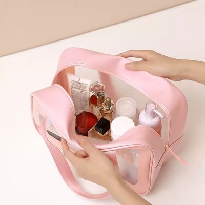 Zipper sluiting Custom pouch schoonheid make-up tas met geprinte logo en reis cosmetische tas