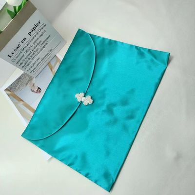 Stijlvolle satine envelop tas voor Custom Logo Flip stof zak pruik ondergoed sjaal verpakking