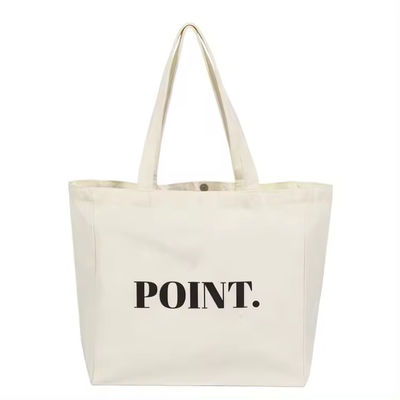 Twee riemen Printing Plain Canvas Tote Bags met Custom Logo Polyester Lining Cotton Fabric Shopping Bag