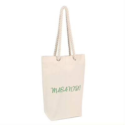 Twee riemen Printing Plain Canvas Tote Bags met Custom Logo Polyester Lining Cotton Fabric Shopping Bag