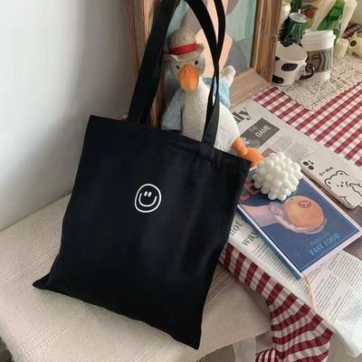 Twee riemen Printing Plain Canvas Tote Bags met Custom Logo Polyester Lining Cotton Fabric Shopping Bag