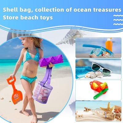 3D cirkelvormig zandgraven speelgoed opslagzak Custom Logo Mesh Shell verzamelen zakken voor strand plezier