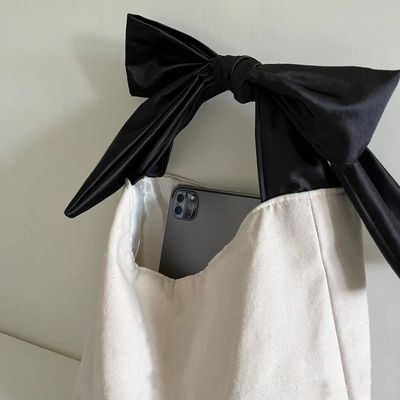 Gepersonaliseerde kleur Koreaanse stijl Bow Hobo Casual schattig meisje tiener dames winkeltas