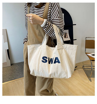 Eco Custom Large Canvas Tote Bag Cross Body Cotton Bag met zak en rits