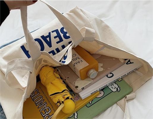 Open sluiting Verdikte gerecycleerde gewone katoenen doek winkeltok met op maat gedrukt logo