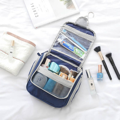 Zipper sluiting Op maat gemaakte reiscosmetica tas met hangend ontwerp en zak inbegrepen