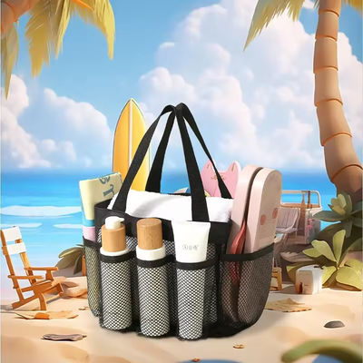 Summer Essential Mesh Beach Tote Bag met meerdere zakken en aangepaste kleur