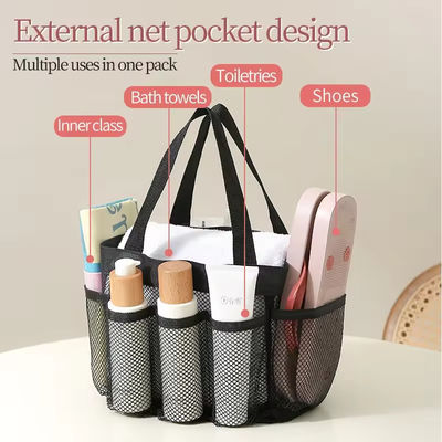 Summer Essential Mesh Beach Tote Bag met meerdere zakken en aangepaste kleur