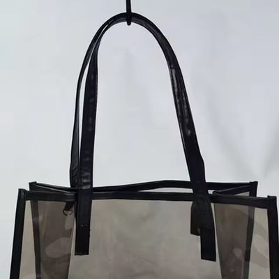 Gepersonaliseerde logo PVC ritszak voor feest Zwart PVC Tote winkeltas