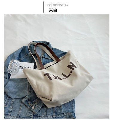Minimalist Grote Tote Bag voor Vrouwen Katoen Canvas Boodschapper Crossbody Handtas