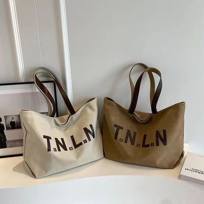 Minimalist Grote Tote Bag voor Vrouwen Katoen Canvas Boodschapper Crossbody Handtas