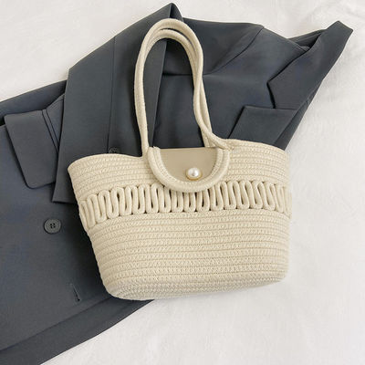Geslachtsneutrale zomer strand borduurwerk stro Tote Bag voor aangepaste vrouwen