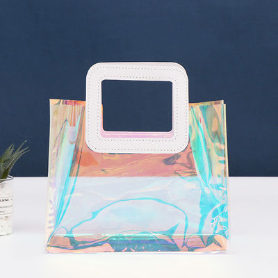 Persoonlijke kleuren PVC winkeltas Luxe waterdichte Holographic Clear Tote voor vrouwen