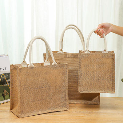 Mode Vrouwen Linnen Handtas Herbruikbaar Reishandvat Tote Jute Tas voor cadeau winkelen