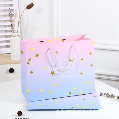 Op maat gedrukte winkeltas karton luxe witte kraftpapier cadeautas met lintgreep