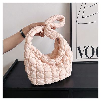 Gepersonaliseerde kleur winter katoen gepolsterd overdekte Sling Down Tote Bag voor vrouwen in de winter