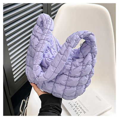 Gepersonaliseerde kleur winter katoen gepolsterd overdekte Sling Down Tote Bag voor vrouwen in de winter
