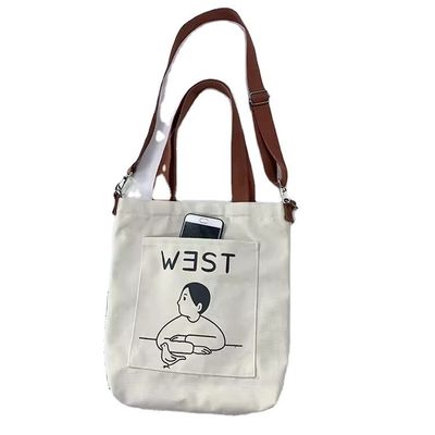 Soft-loop stijl Custom Printed Eco Friendly Recycled Grote Canvas Grocery Shopping Strap Tote Bag