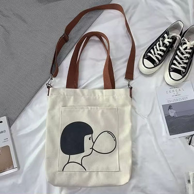 Soft-loop stijl Custom Printed Eco Friendly Recycled Grote Canvas Grocery Shopping Strap Tote Bag