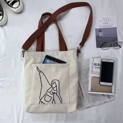 Soft-loop stijl Custom Printed Eco Friendly Recycled Grote Canvas Grocery Shopping Strap Tote Bag