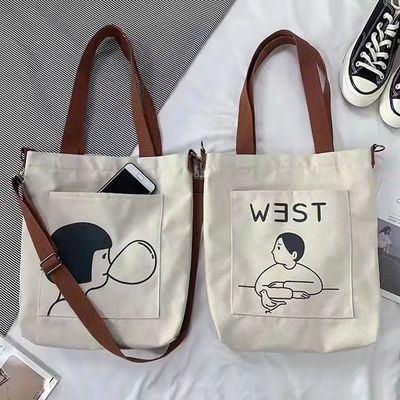 Soft-loop stijl Custom Printed Eco Friendly Recycled Grote Canvas Grocery Shopping Strap Tote Bag