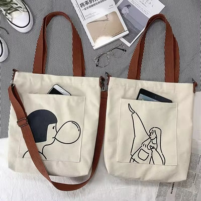 Soft-loop stijl Custom Printed Eco Friendly Recycled Grote Canvas Grocery Shopping Strap Tote Bag