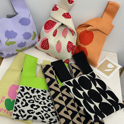 Mode Luxe Bloemen Patroon Mini Handtas Vrouwen Handtas Winkelen Schattige Gebreide Tote Bag